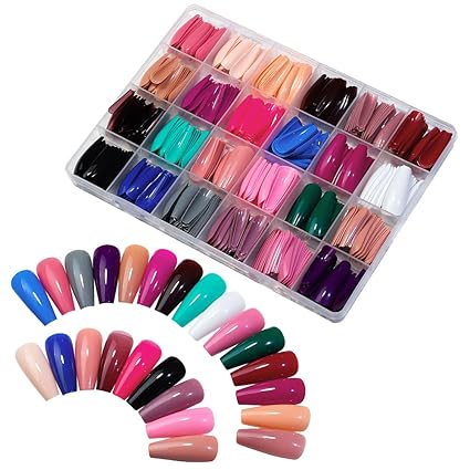 (576 Pcs) Reusable Press On Multi Color Artificial French-Korean Nails Box