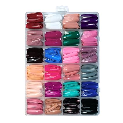 (576 Pcs) Reusable Press On Multi Color Artificial French-Korean Nails Box